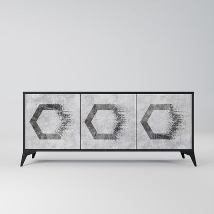 HEXAGONAL FIGURES 3-dörrars skänk i svart finish