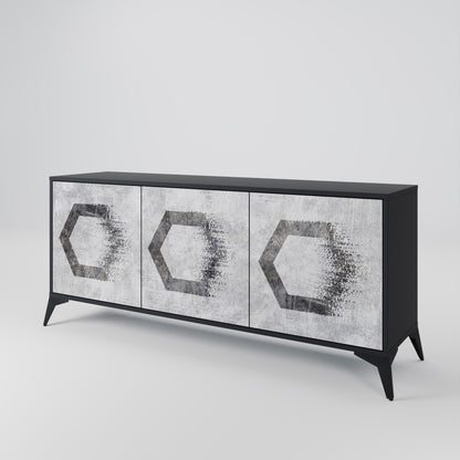 HEXAGONAL FIGURES 3-dörrars skänk i svart finish