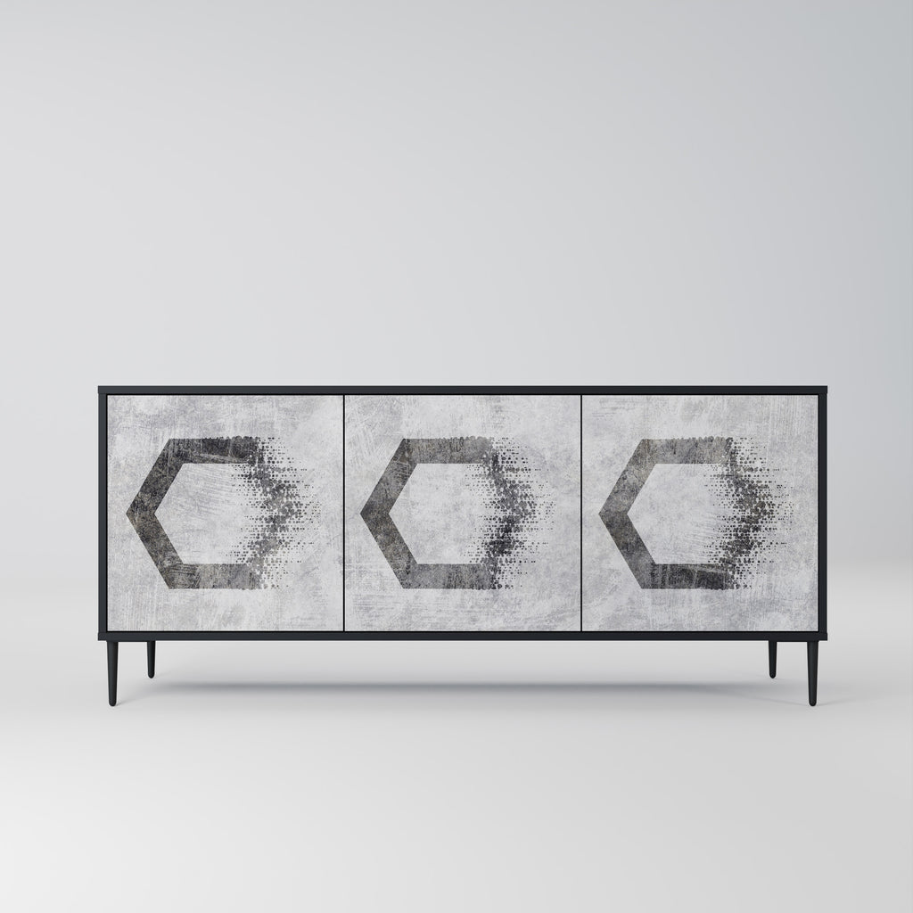HEXAGONAL FIGURES 3-dörrars skänk i svart finish