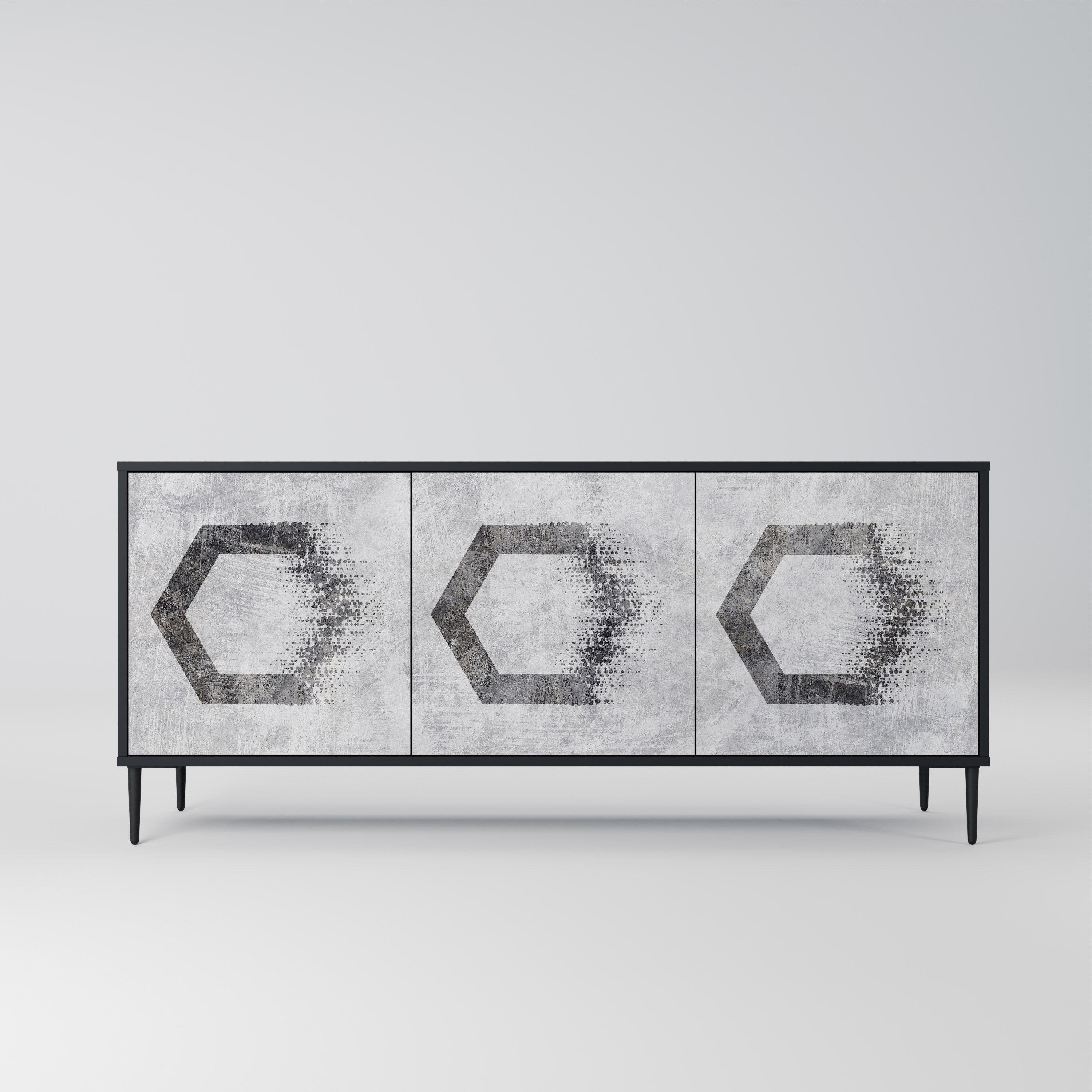 HEXAGONAL FIGURES 3-dörrars skänk i svart finish