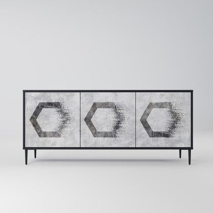 HEXAGONAL FIGURES 3-dörrars skänk i svart finish