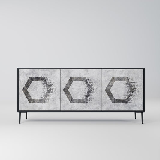 HEXAGONAL FIGURES 3-Door Sideboard in Black Finish