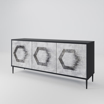 HEXAGONAL FIGURES 3-dörrars skänk i svart finish