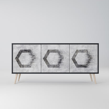 HEXAGONAL FIGURES 3-dörrars skänk i svart finish