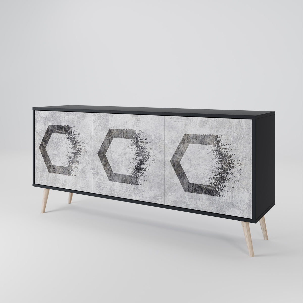 HEXAGONAL FIGURES Skänk med tre dörrar