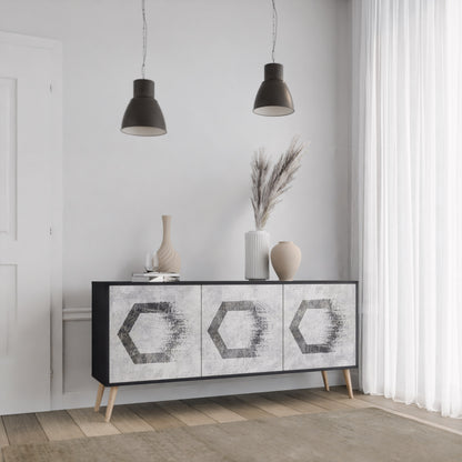 HEXAGONAL FIGURES 3-dörrars skänk i svart finish