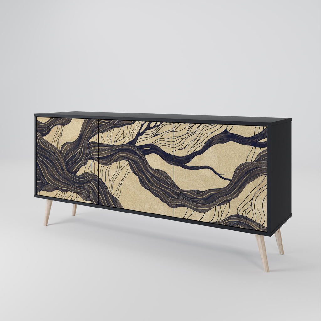 UNIFIED FRAGMENTS 3-dörrars skänk i svart finish