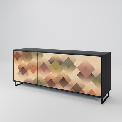 GEOMETRIC FUSION 3-dörrars skänk i svart finish