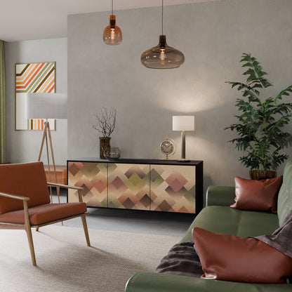 GEOMETRIC FUSION 3-dörrars skänk i svart finish