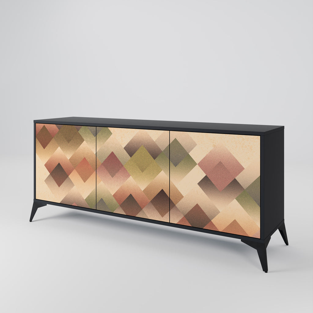 GEOMETRIC FUSION 3-dörrars skänk i svart finish