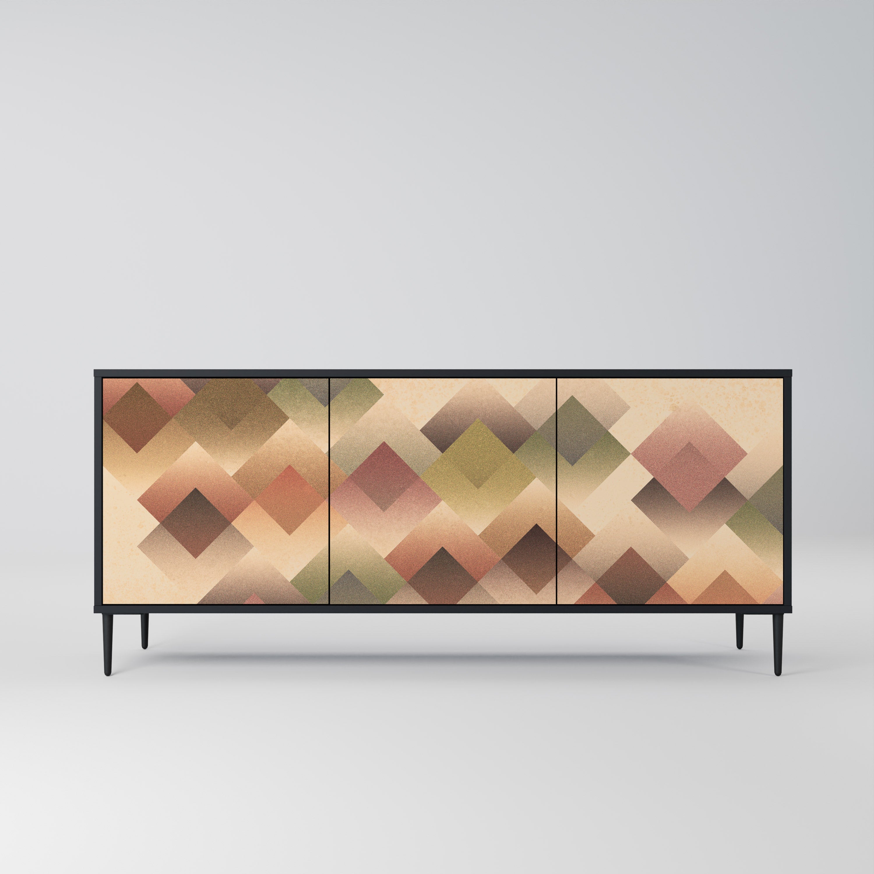GEOMETRIC FUSION 3-dörrars skänk i svart finish