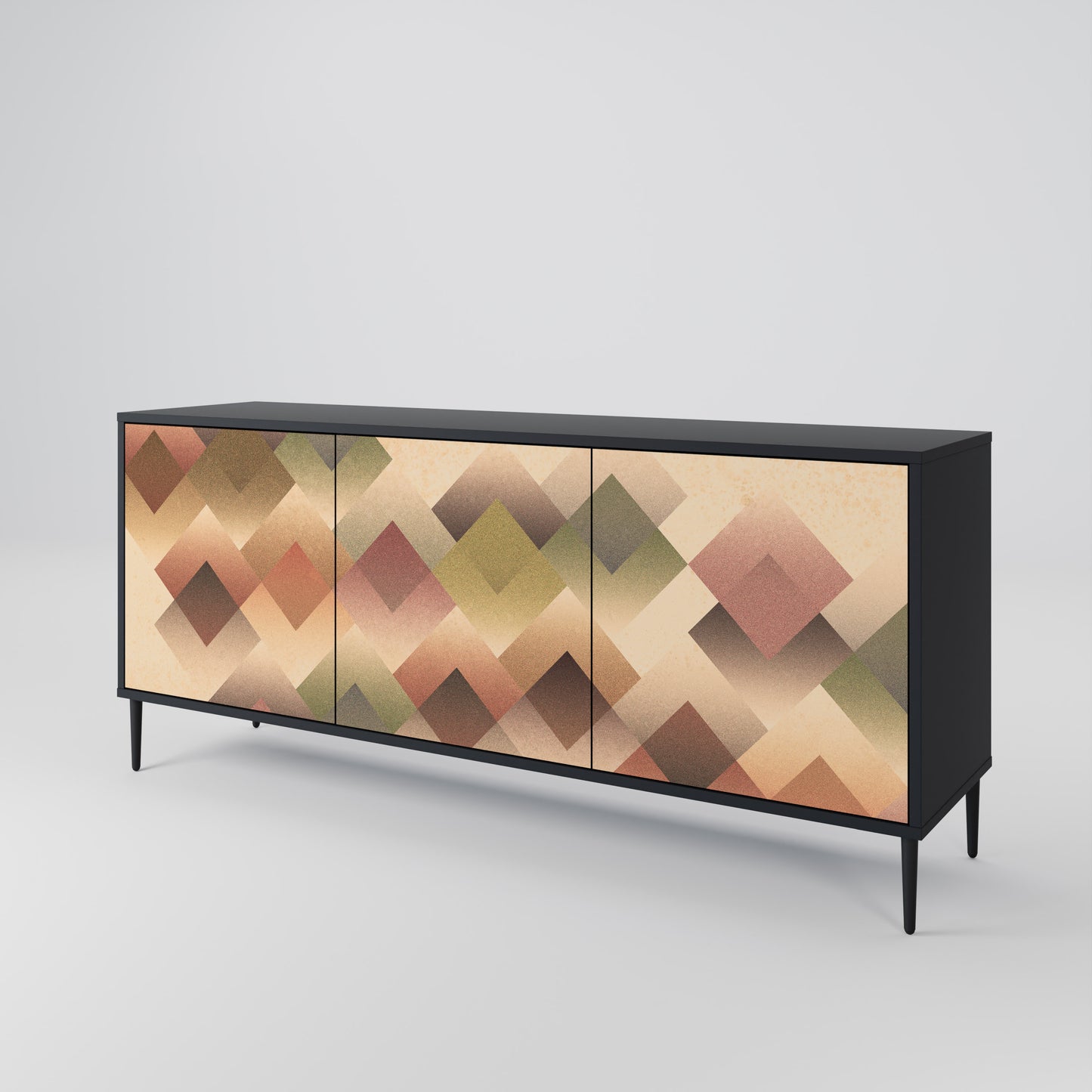 GEOMETRIC FUSION 3-dörrars skänk i svart finish