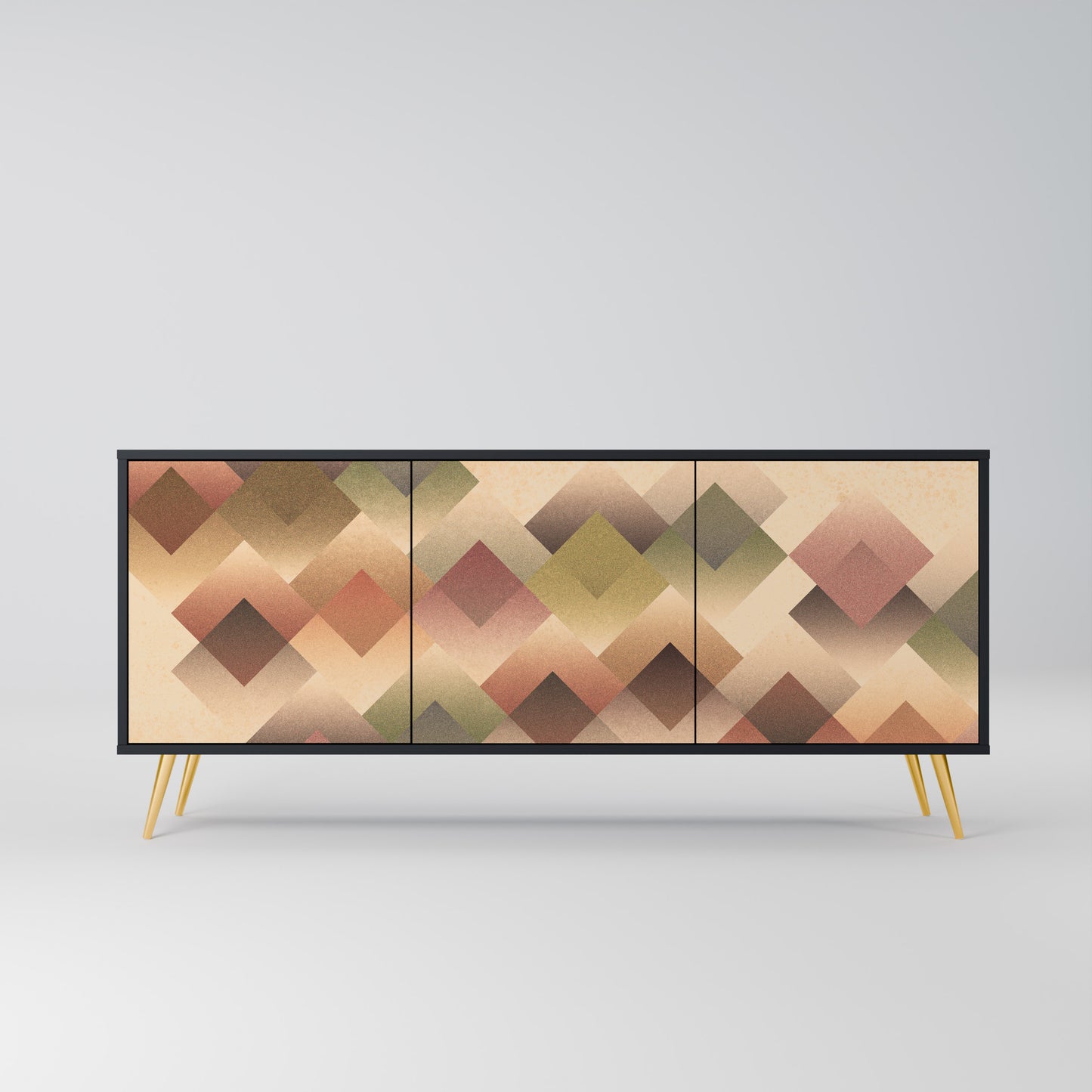 GEOMETRIC FUSION 3-dörrars skänk i svart finish
