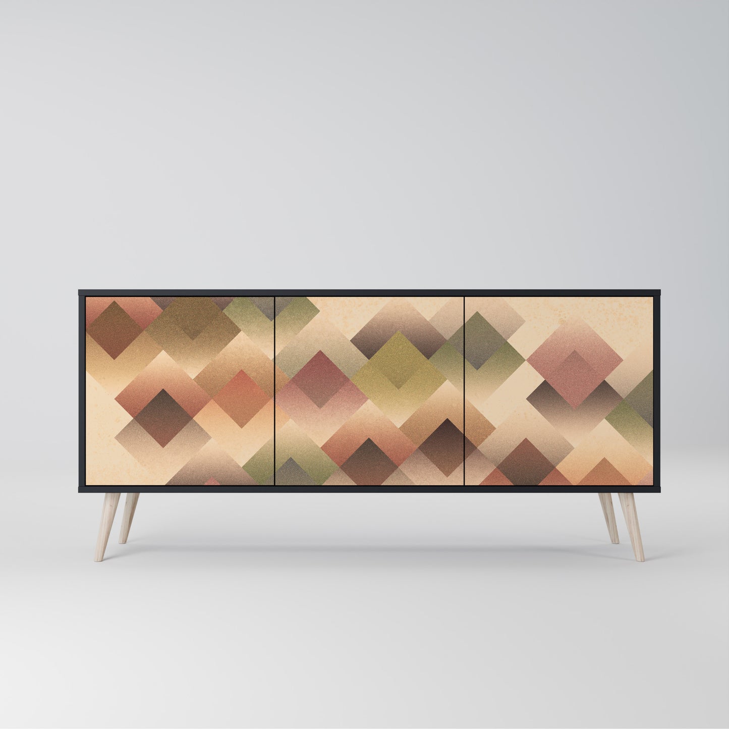 GEOMETRIC FUSION 3-dörrars skänk i svart finish