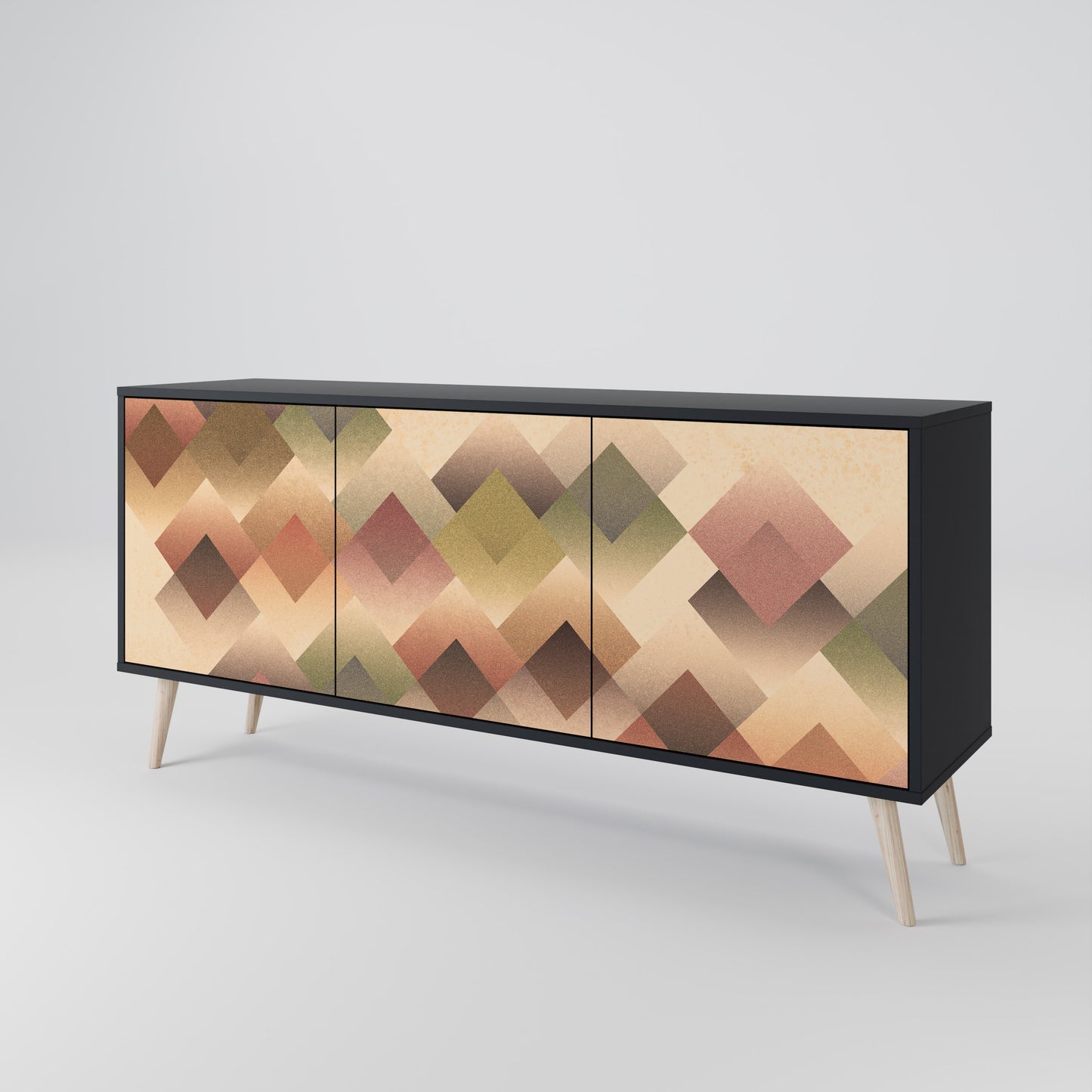 GEOMETRIC FUSION 3-dörrars skänk i svart finish