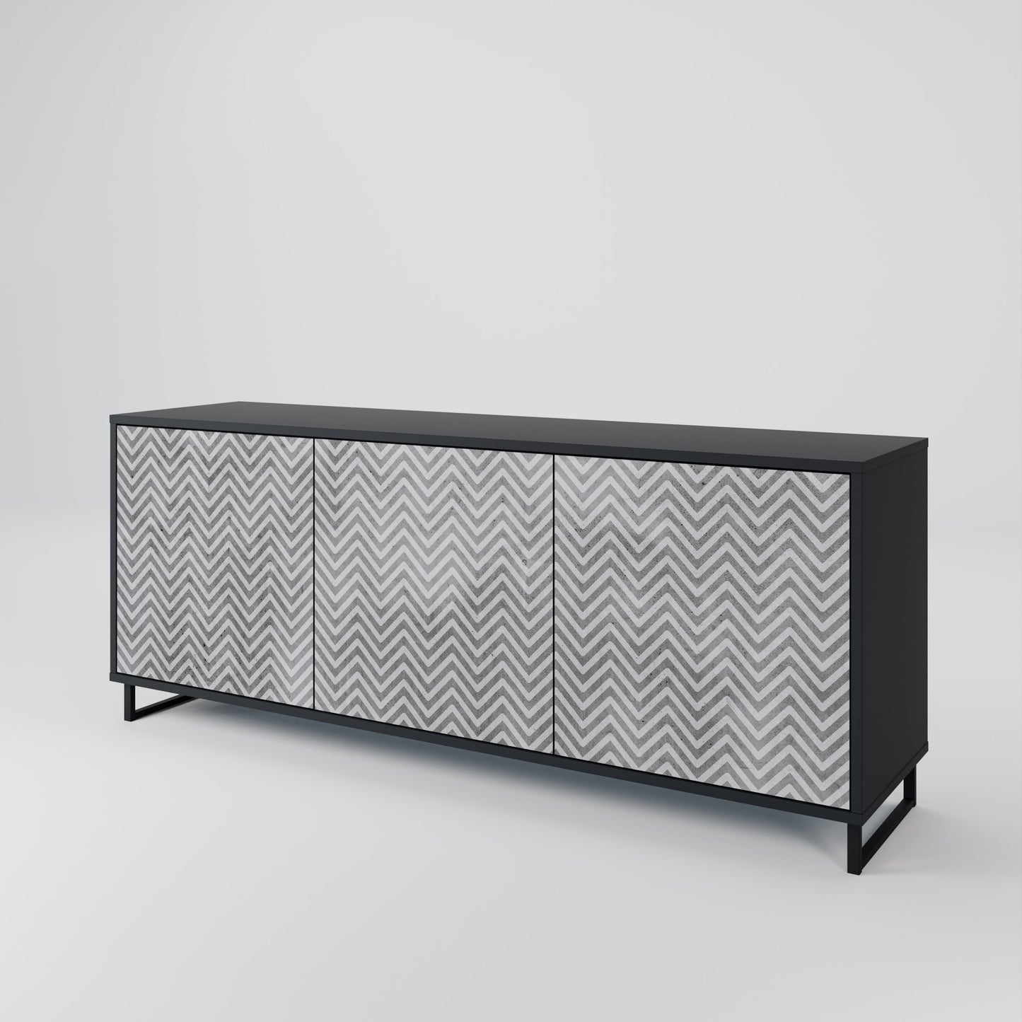 CONCRETE ZIG ZAG Skänk med tre dörrar