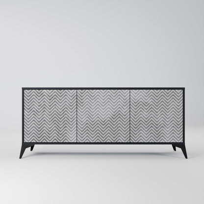 CONCRETE ZIG ZAG 3-Door Sideboard in Black Finish