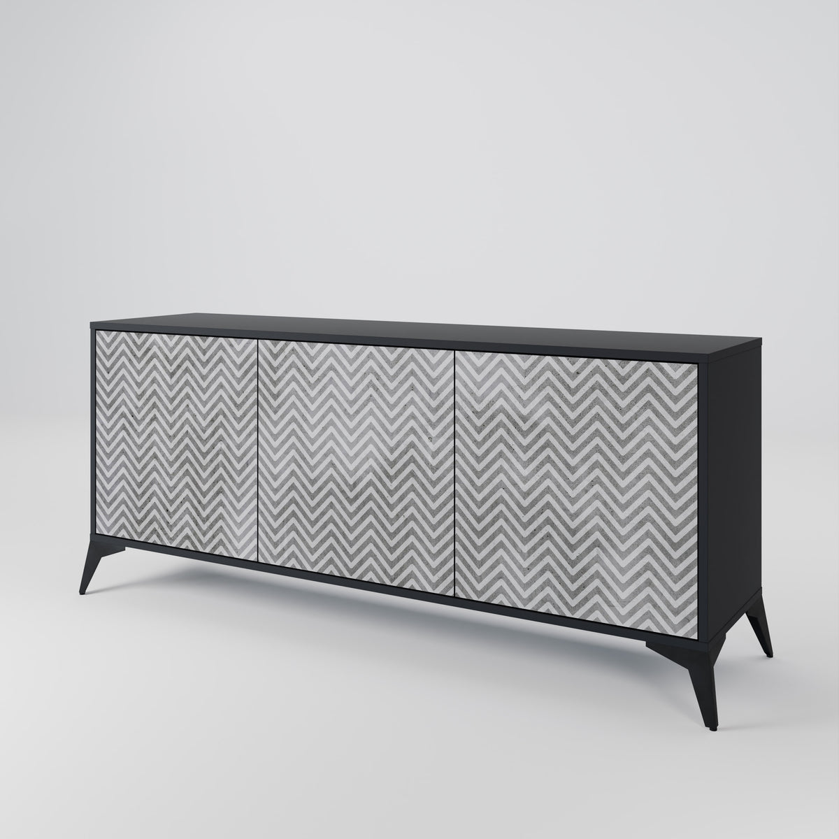 CONCRETE ZIG ZAG Skänk med tre dörrar
