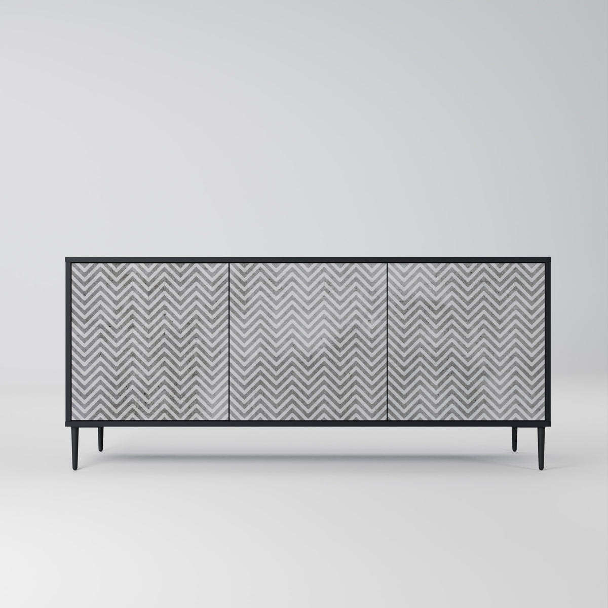 CONCRETE ZIG ZAG Skänk med tre dörrar