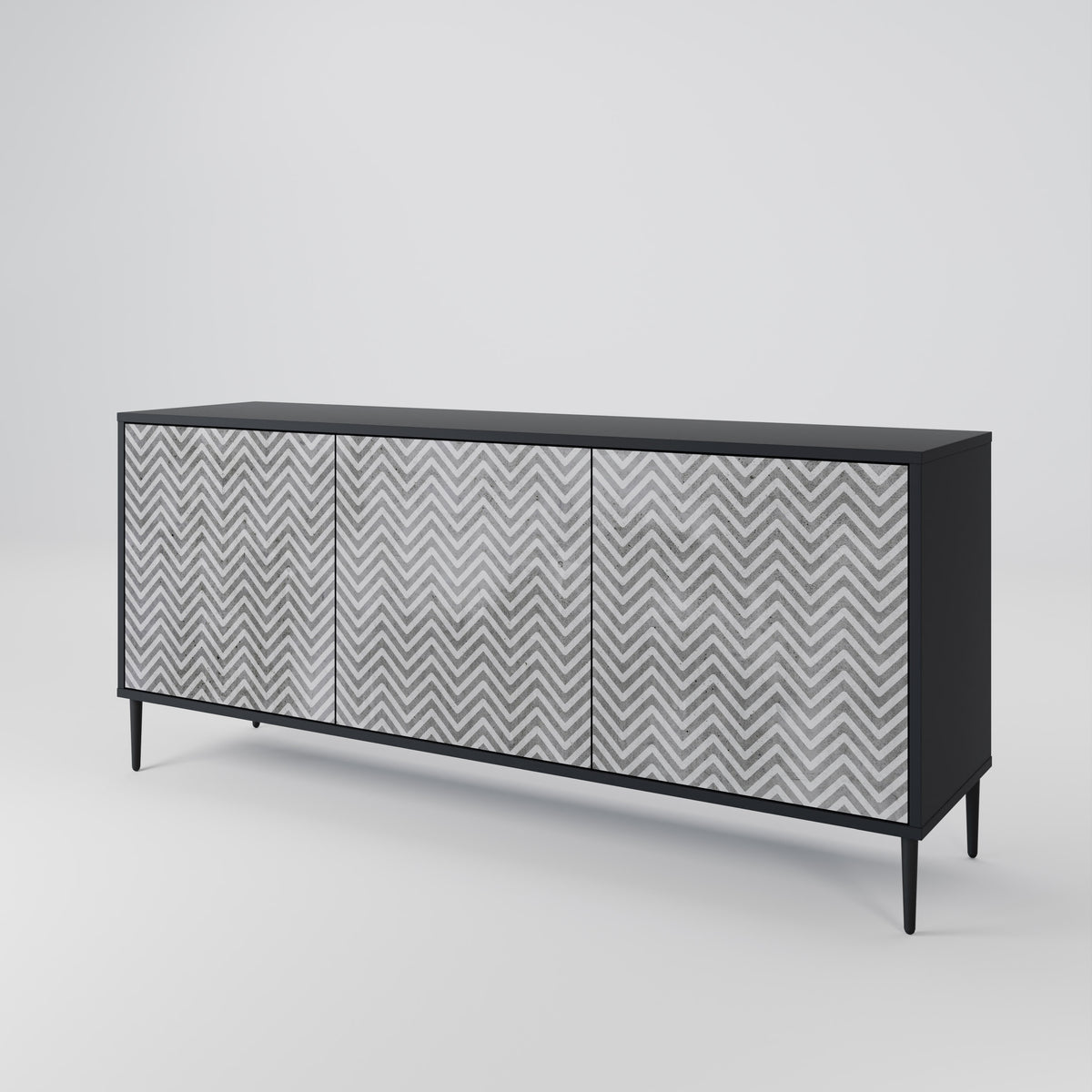 CONCRETE ZIG ZAG Skänk med tre dörrar