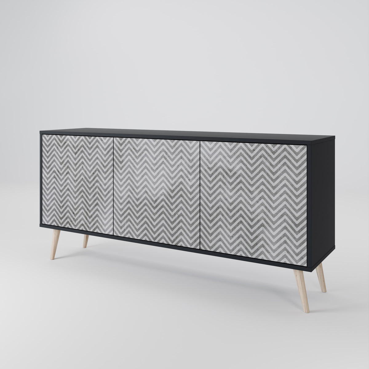 CONCRETE ZIG ZAG Skänk med tre dörrar