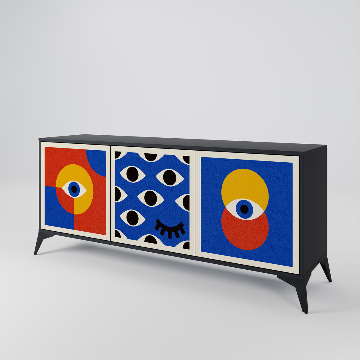 GEOMETRIC EYES Skänk med tre dörrar