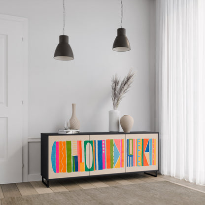 GEOMETRIC SHINE 3-dörrars skänk i svart finish