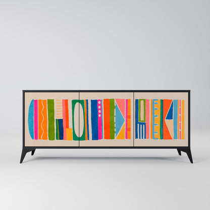 GEOMETRIC SHINE 3-dörrars skänk i svart finish