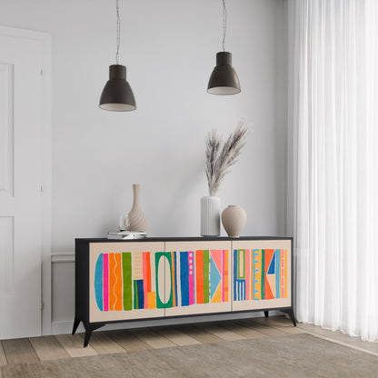 GEOMETRIC SHINE 3-dörrars skänk i svart finish