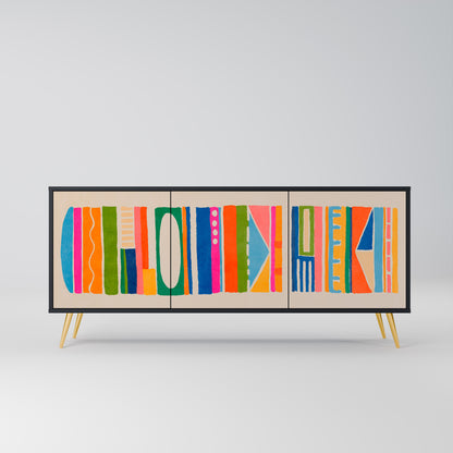 GEOMETRIC SHINE 3-dörrars skänk i svart finish