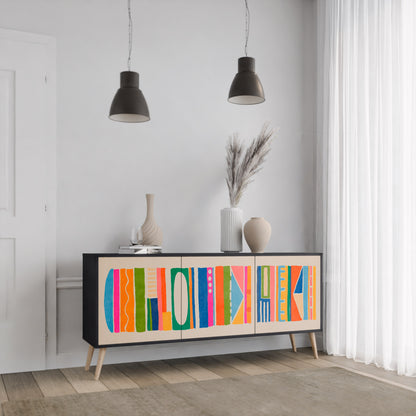 GEOMETRIC SHINE 3-dörrars skänk i svart finish