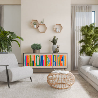 GEOMETRIC SHINE 3-dörrars skänk i svart finish