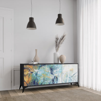 ABSTRACT THOUGHTS 3-Door Sideboard in Black Finish