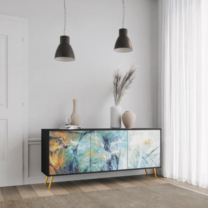 ABSTRACT THOUGHTS 3-Door Sideboard in Black Finish
