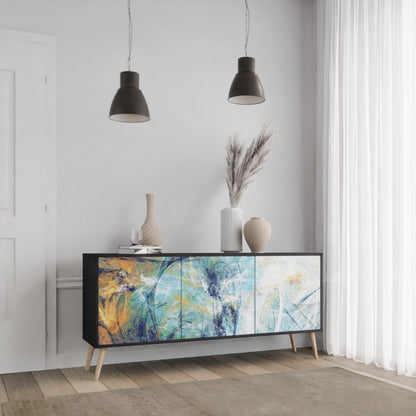 ABSTRACT THOUGHTS 3-Door Sideboard in Black Finish