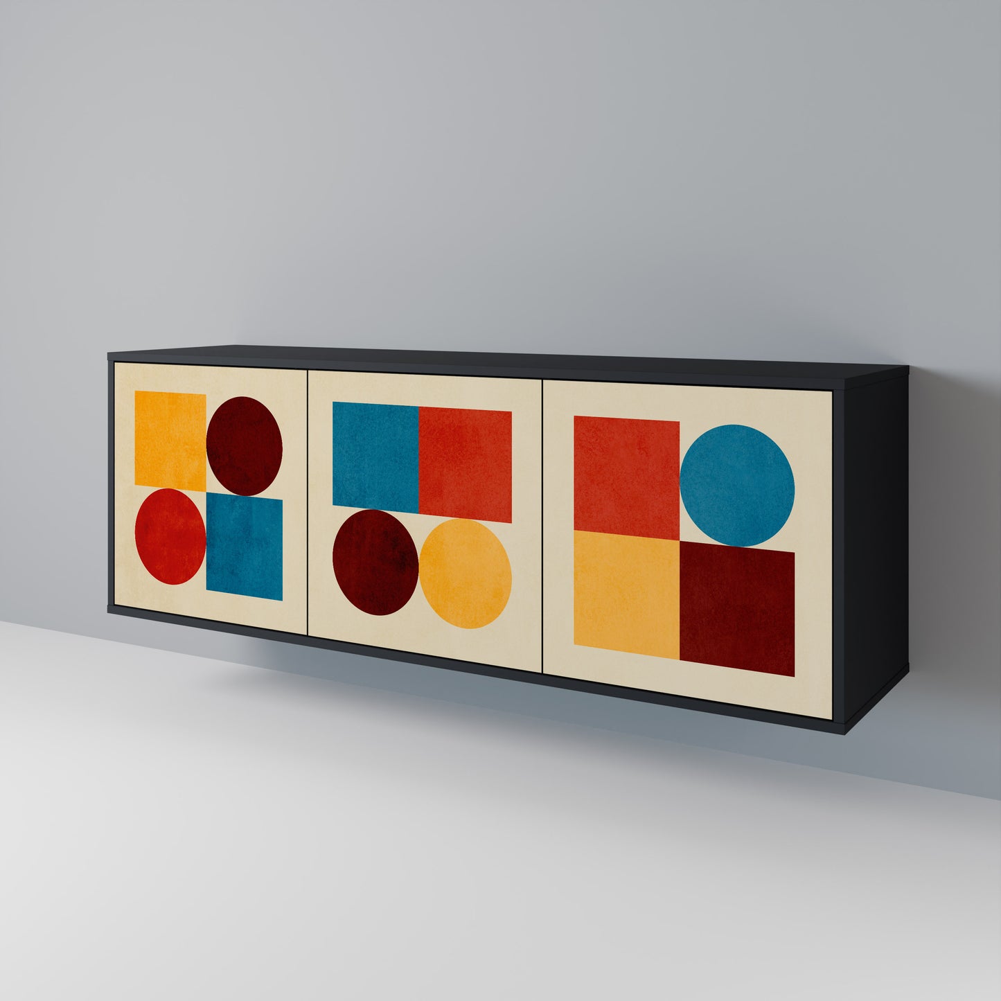GEOMETRIC PUZZLE Skänk med tre dörrar