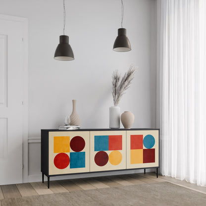 GEOMETRIC PUZZLE 3-dörrars skänk i svart finish