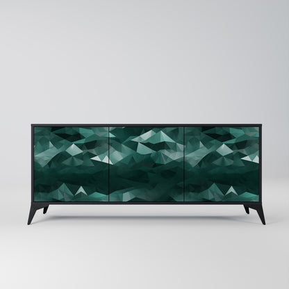 POLYGONAL FLYTANDE 3-dörrars skänk i svart finish