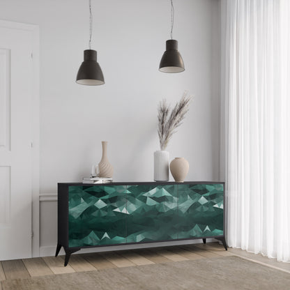 POLYGONAL FLYTANDE 3-dörrars skänk i svart finish