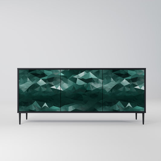 POLYGONAL FLYTANDE 3-dörrars skänk i svart finish