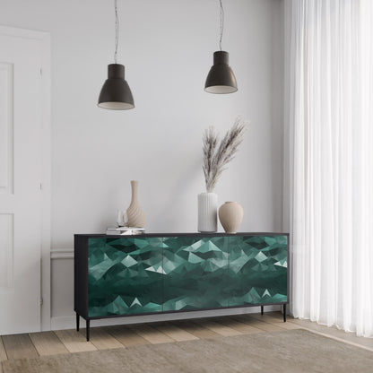 POLYGONAL FLYTANDE 3-dörrars skänk i svart finish