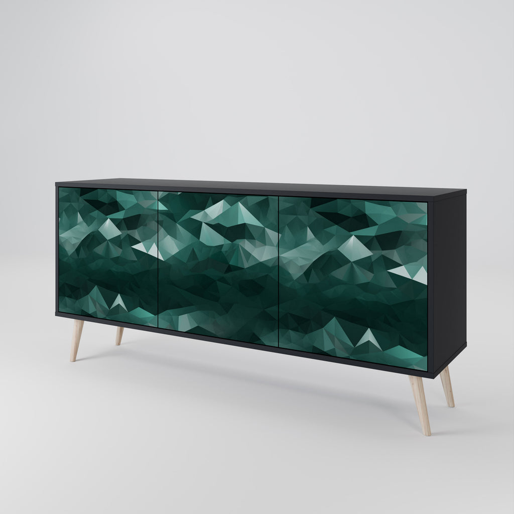 POLYGONAL FLYTANDE 3-dörrars skänk i svart finish