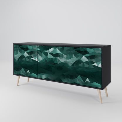 POLYGONAL FLYTANDE 3-dörrars skänk i svart finish