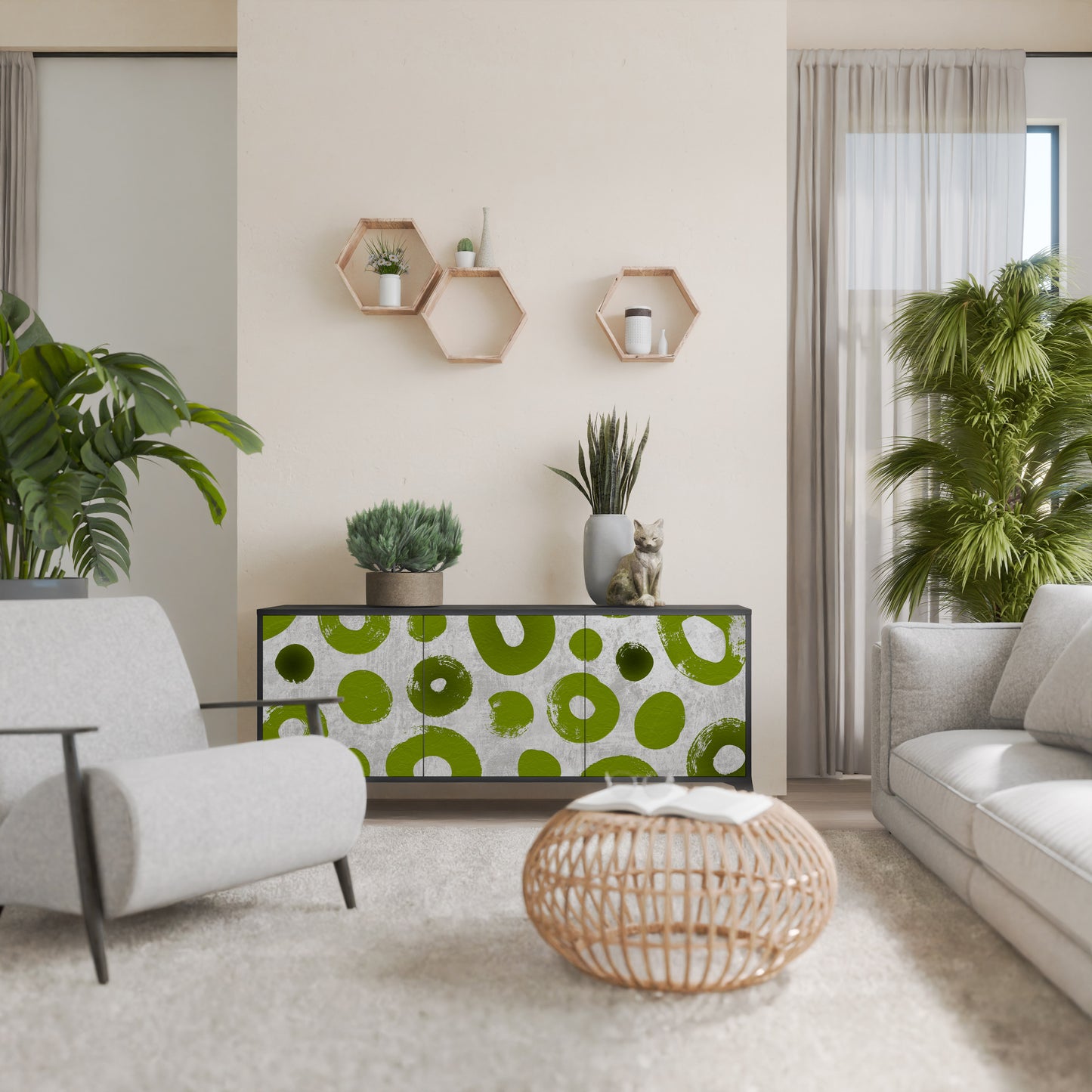 GREEN RHAPSODY 3-dörrars skänk i svart finish