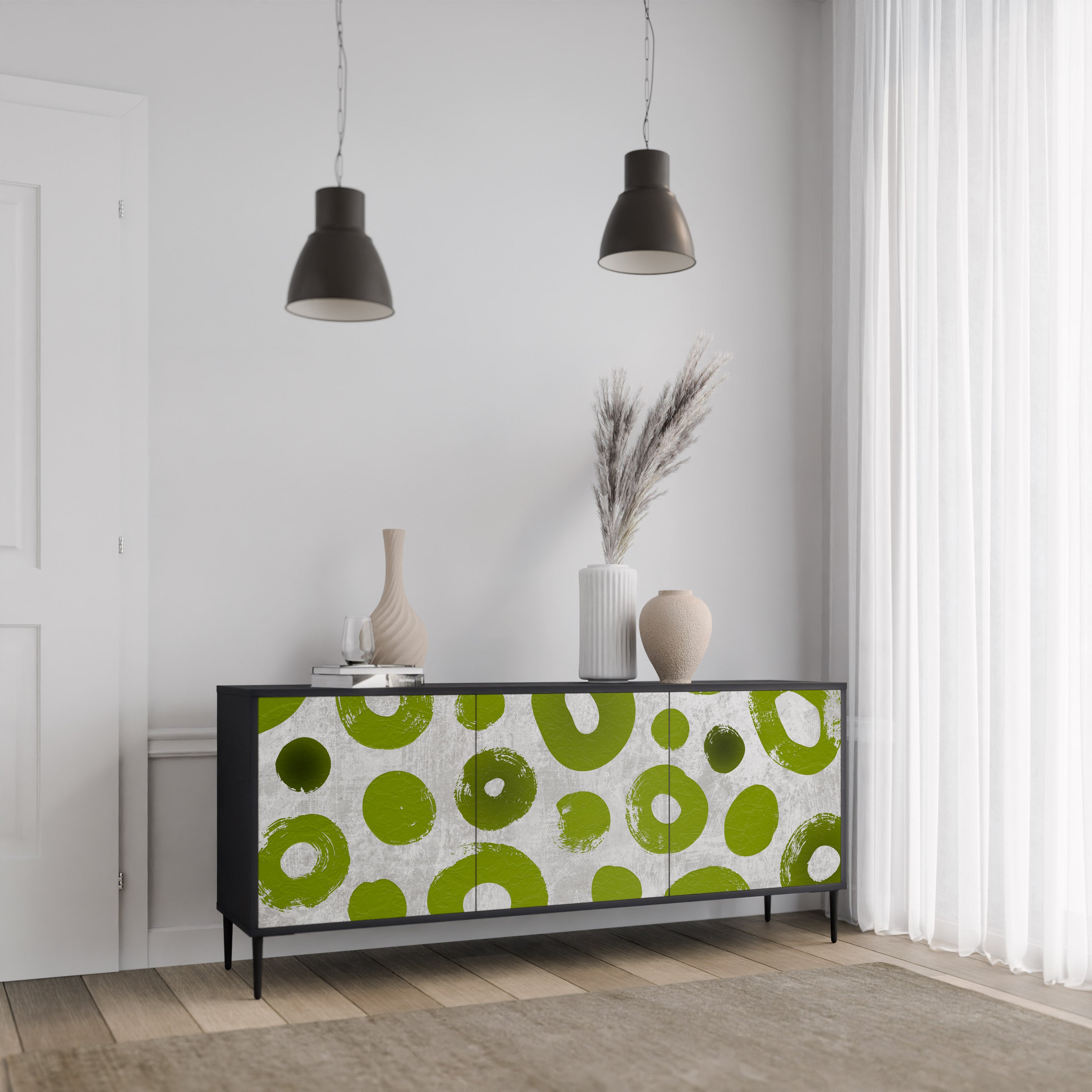 GREEN RHAPSODY 3-dörrars skänk i svart finish