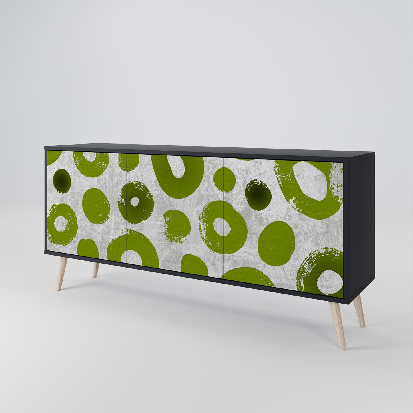 GREEN RHAPSODY 3-dörrars skänk i svart finish