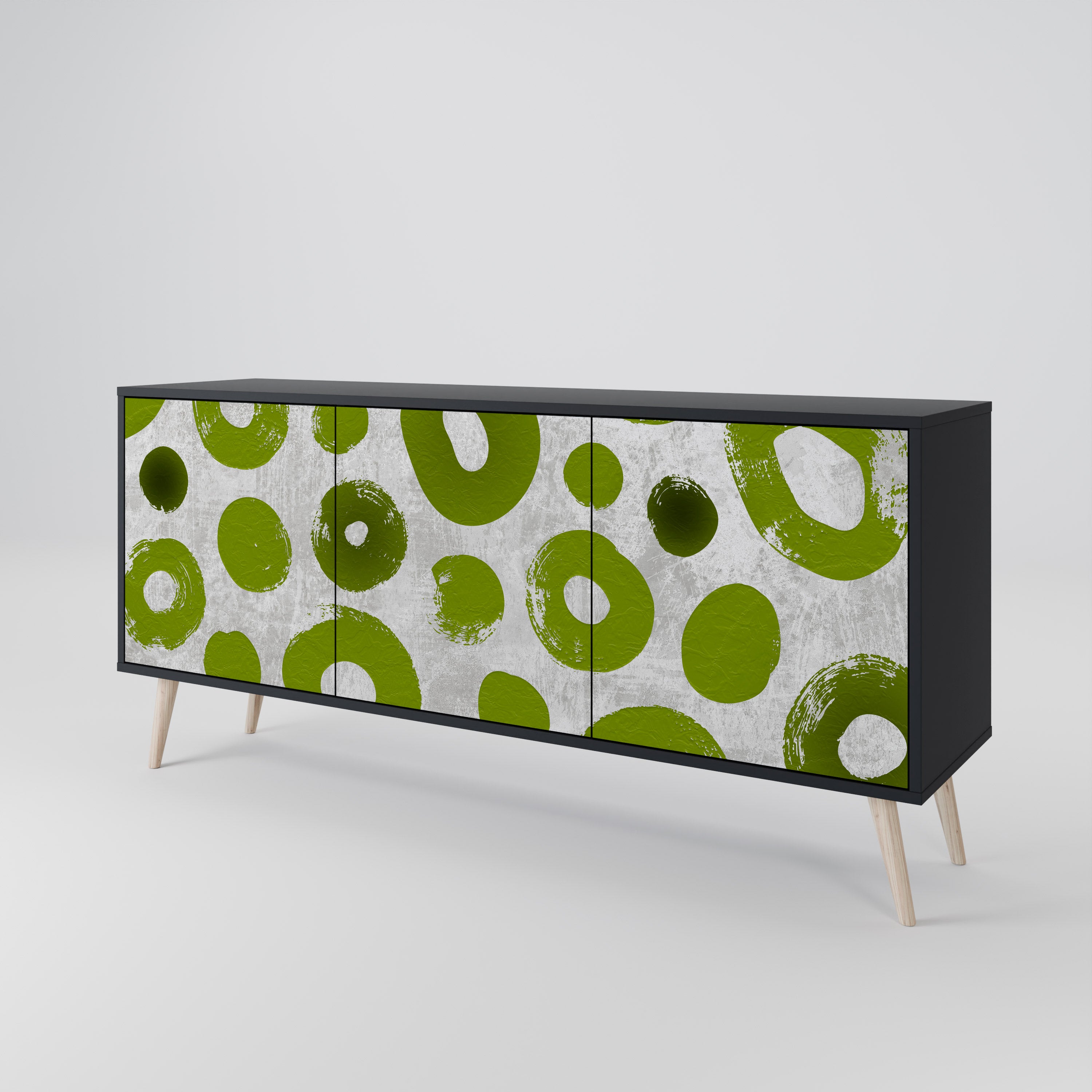 GREEN RHAPSODY 3-dörrars skänk i svart finish