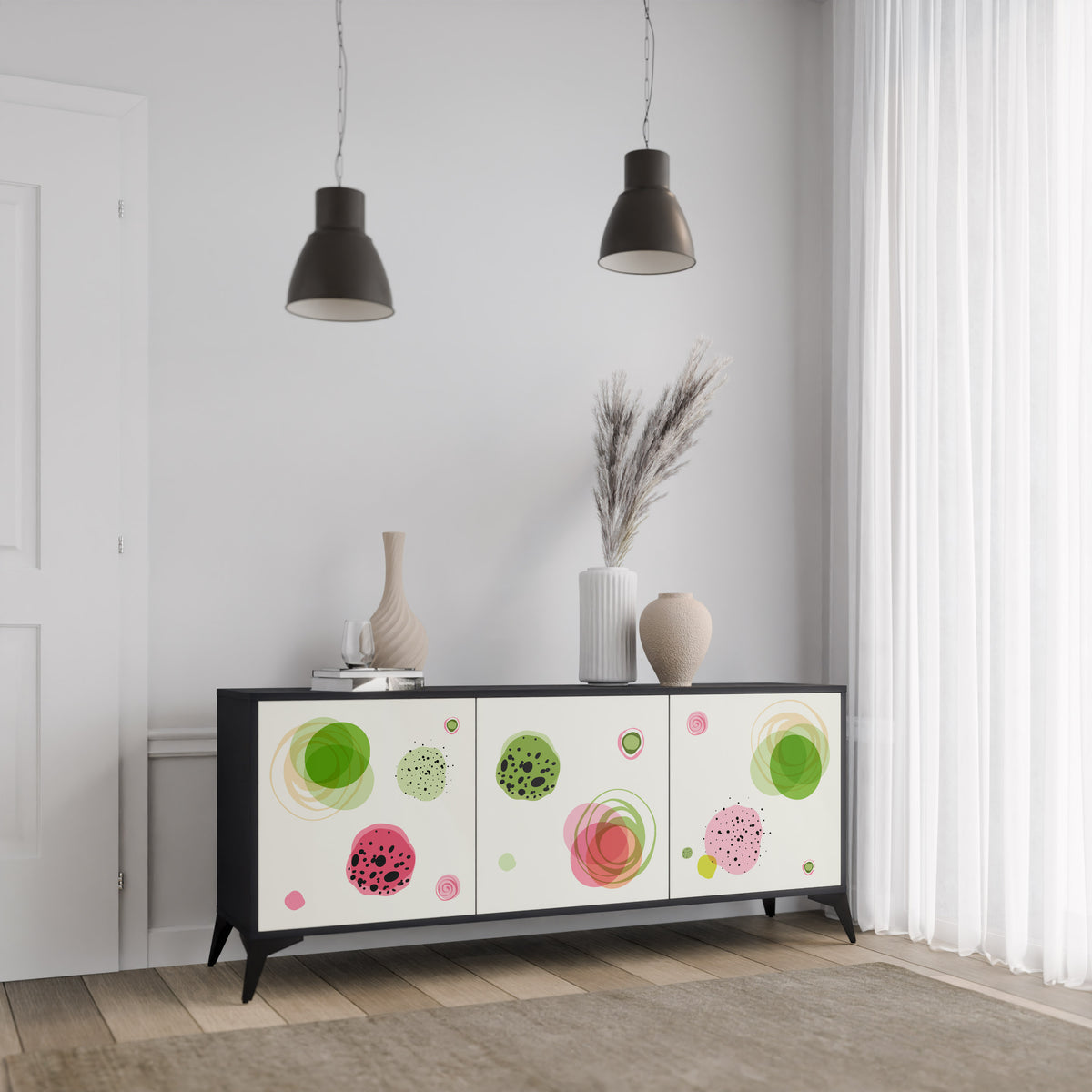 COLORFUL COSMOS Skänk med tre dörrar