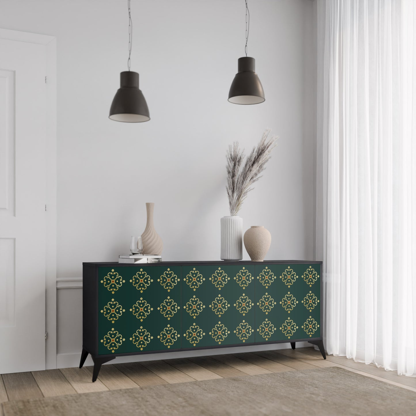 ROYAL MEDALLION 3-dörrars skänk i svart finish