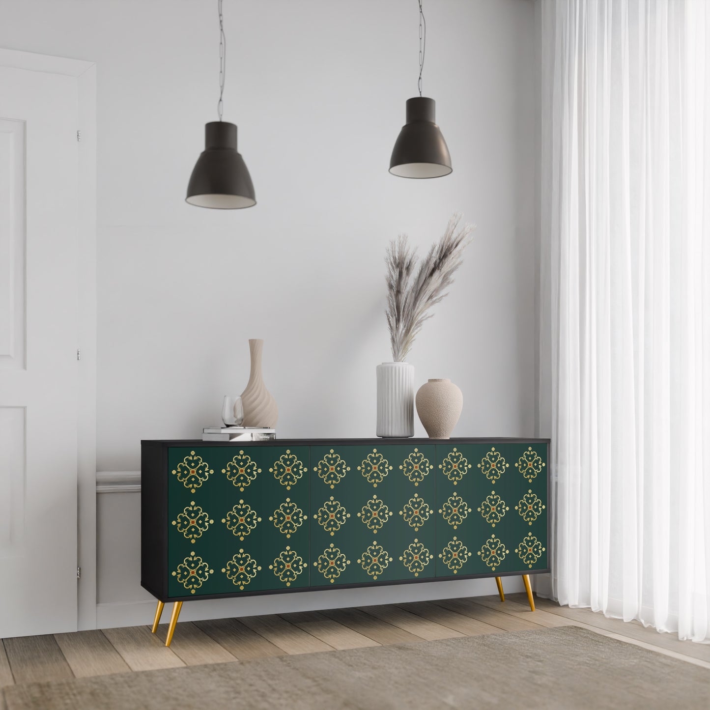 ROYAL MEDALLION 3-dörrars skänk i svart finish